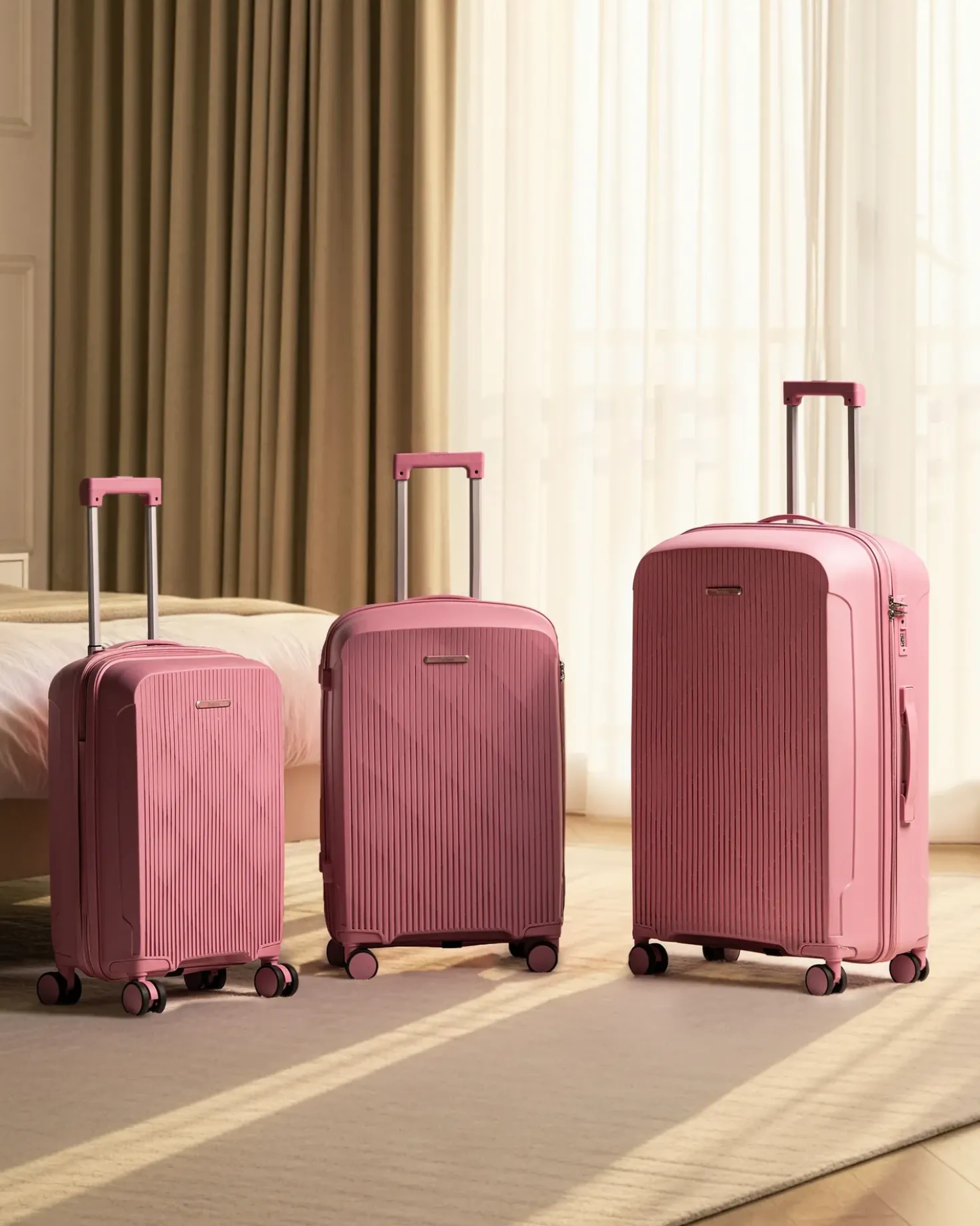 Set di 3 valigie rigide TONSAI Rosa