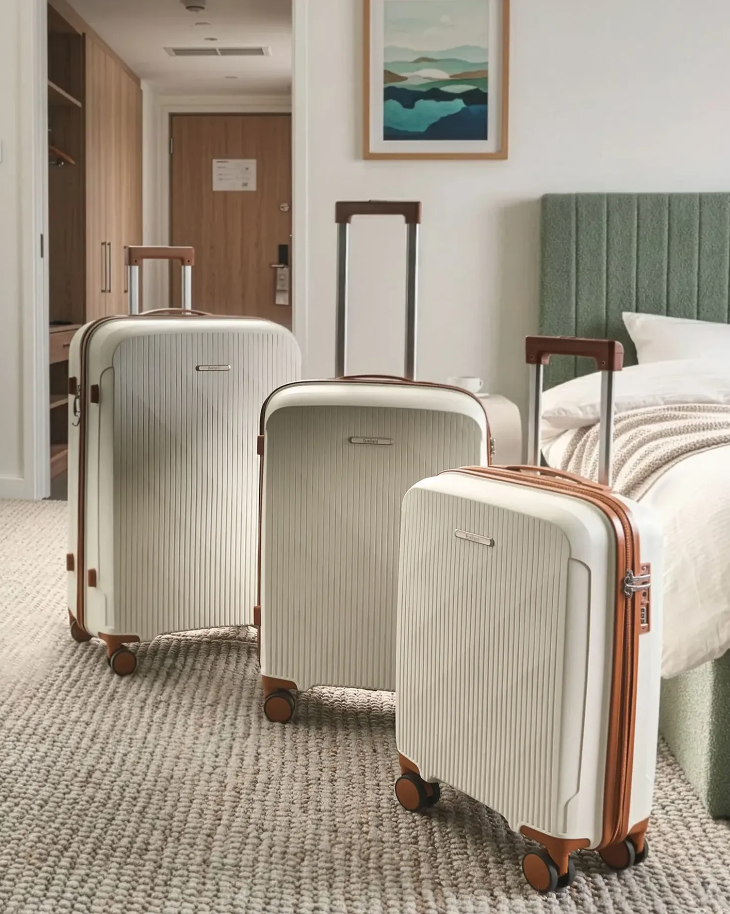 Set di 3 valigie rigide TONSAI Bianco sporco