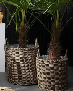 Set di 2 vasi da fiori in vimini BITOLA Rattan sintetico (PE) 40/48 cm Marrone