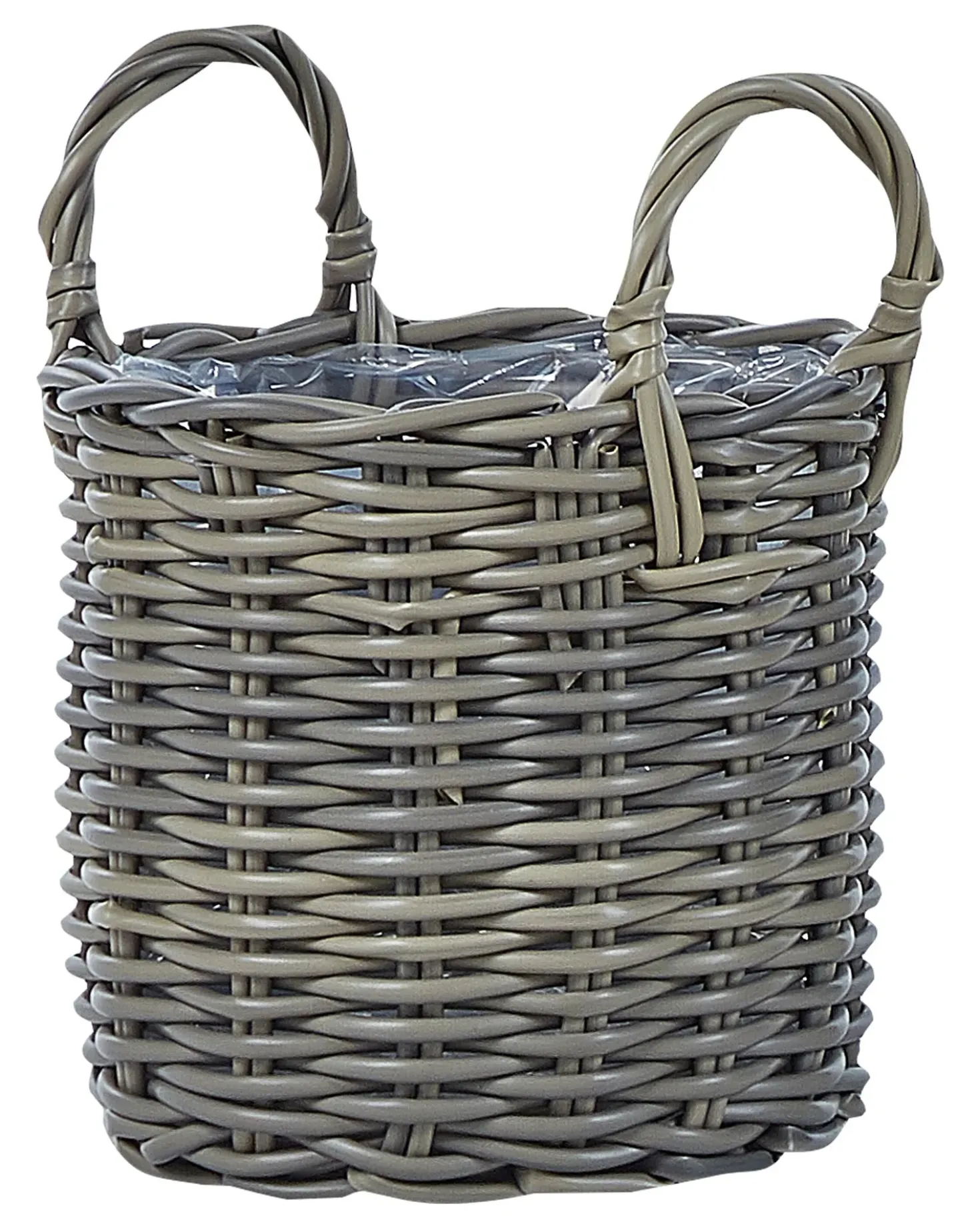 Set di 3 vasi da fiori in vimini NIKITI Rattan sintetico (PE) 29/35/40 cm Tortora