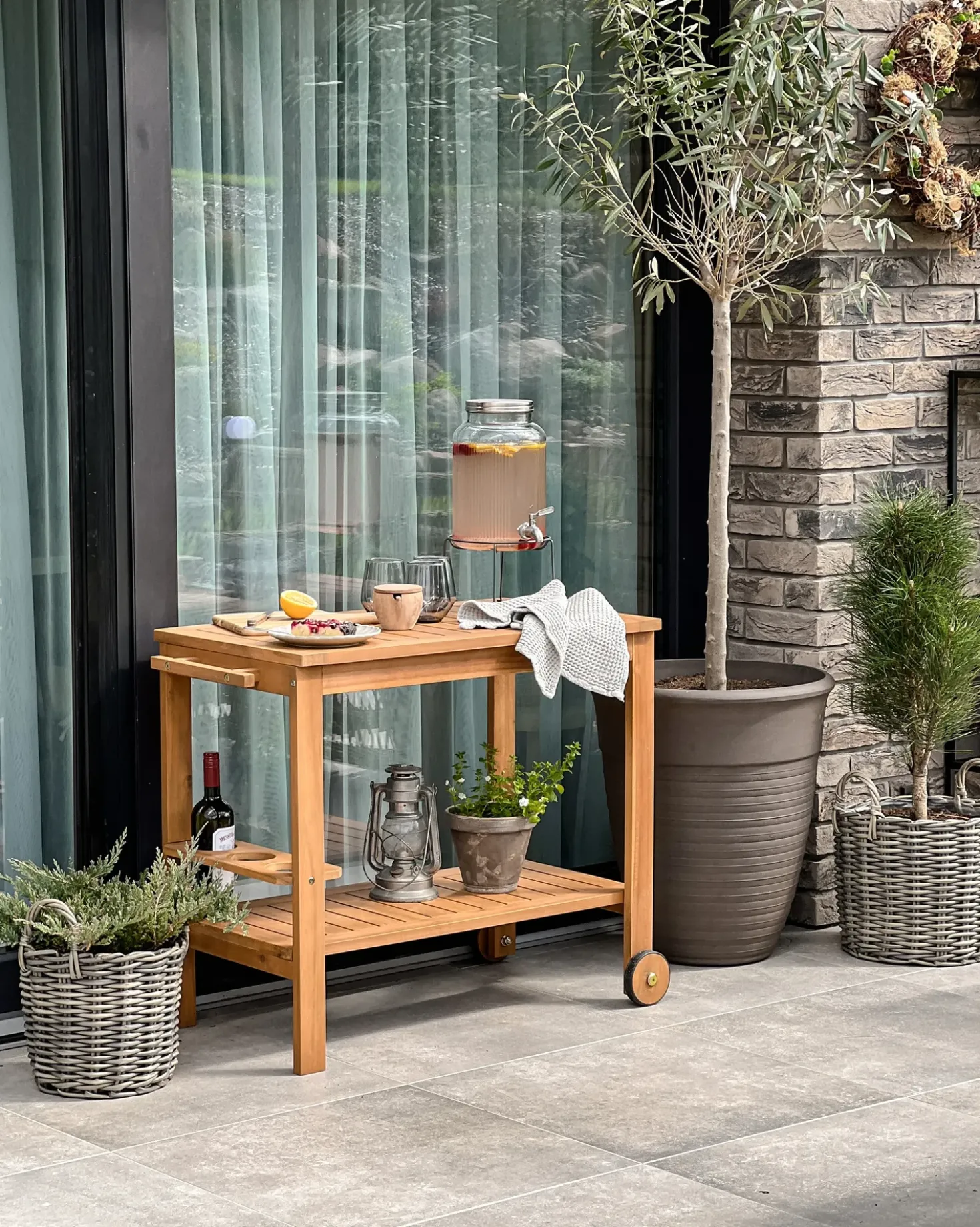 Set di 3 vasi da fiori in vimini NIKITI Rattan sintetico (PE) 29/35/40 cm Tortora