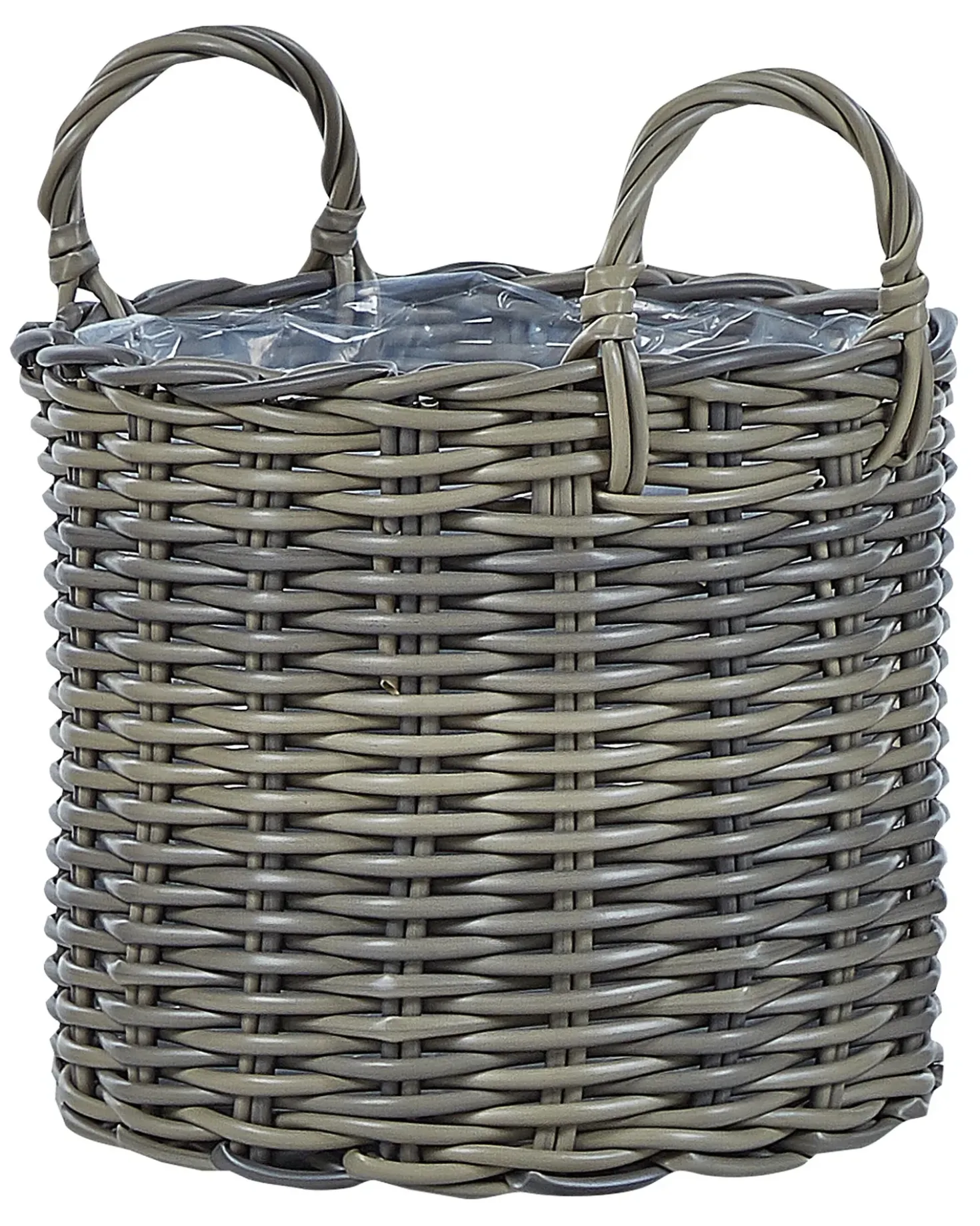 Set di 3 vasi da fiori in vimini NIKITI Rattan sintetico (PE) 29/35/40 cm Tortora