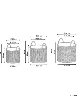 Set di 3 vasi da fiori in vimini NIKITI Rattan sintetico (PE) 29/35/40 cm Tortora