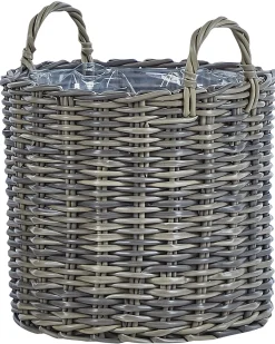 Set di 3 vasi da fiori in vimini NIKITI Rattan sintetico (PE) 29/35/40 cm Tortora