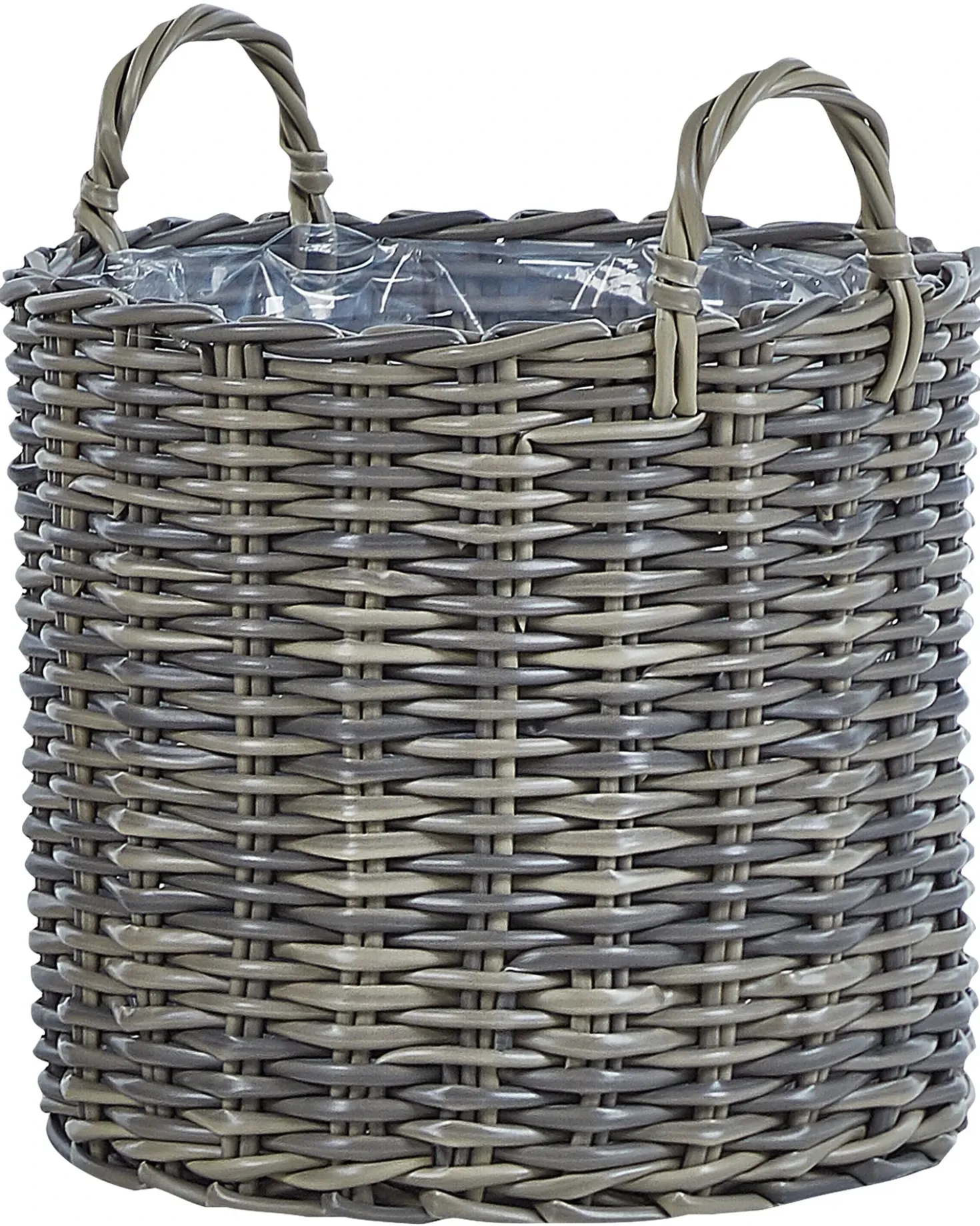 Set di 3 vasi da fiori in vimini NIKITI Rattan sintetico (PE) 29/35/40 cm Tortora