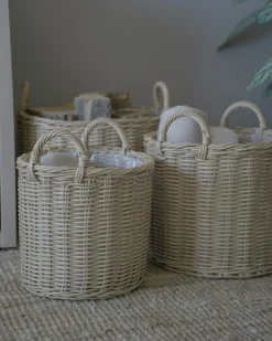 Set di 3 vasi da fiori in vimini PENDULA Rattan sintetico (PE) 33/37/45 cm Naturale