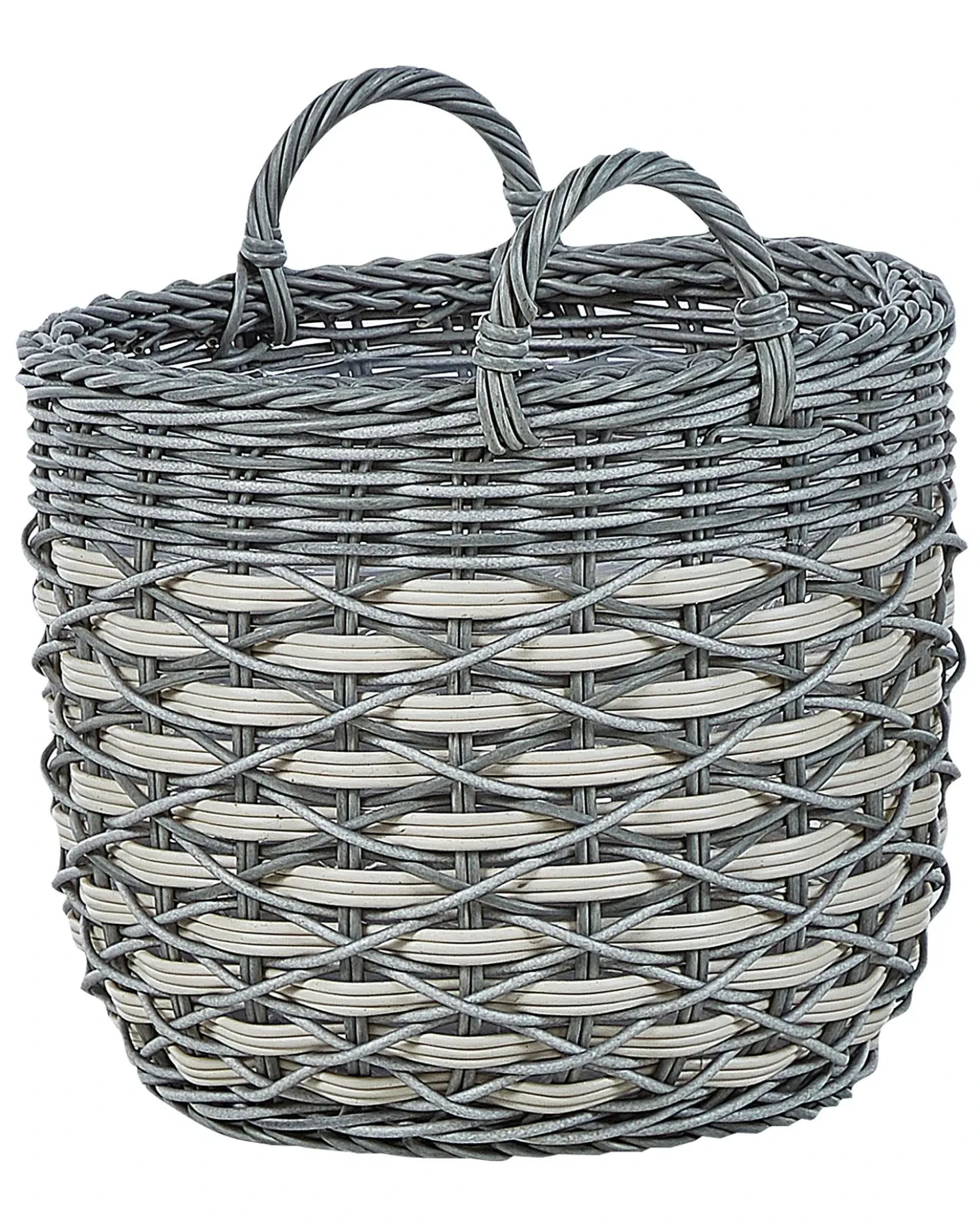 Set di 3 vasi da fiori in vimini GEFIRA Rattan sintetico (PE) 31/39/49 cm Grigio