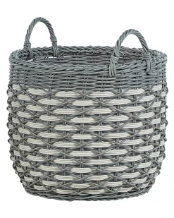 Set di 3 vasi da fiori in vimini GEFIRA Rattan sintetico (PE) 31/39/49 cm Grigio
