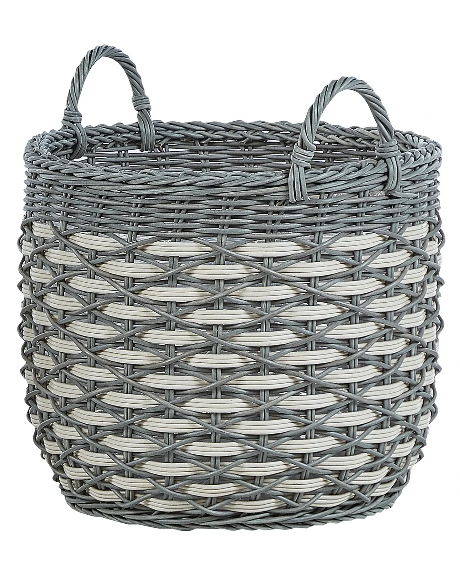 Set di 3 vasi da fiori in vimini GEFIRA Rattan sintetico (PE) 31/39/49 cm Grigio