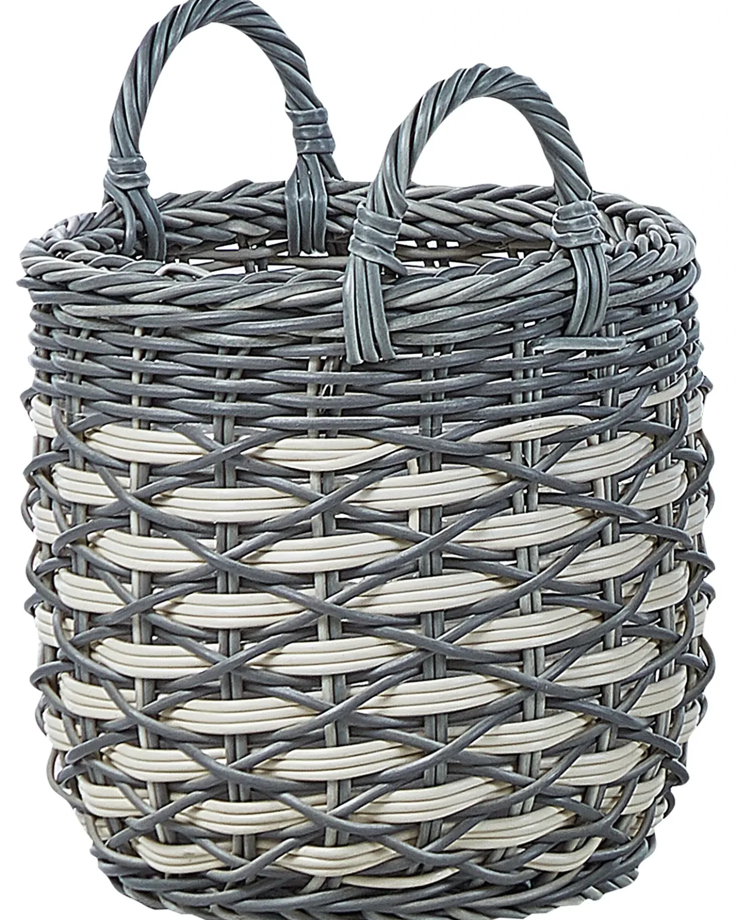 Set di 3 vasi da fiori in vimini GEFIRA Rattan sintetico (PE) 31/39/49 cm Grigio