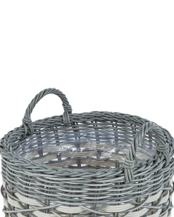 Set di 3 vasi da fiori in vimini GEFIRA Rattan sintetico (PE) 31/39/49 cm Grigio