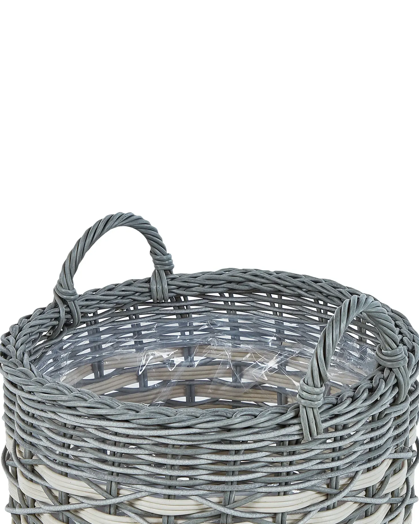Set di 3 vasi da fiori in vimini GEFIRA Rattan sintetico (PE) 31/39/49 cm Grigio