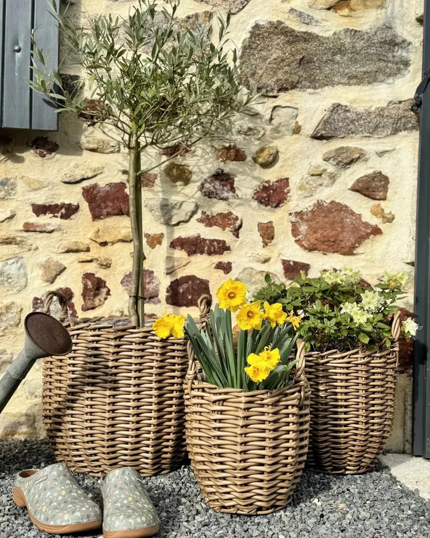 Set di 3 vasi da fiori in vimini AUCUBA 26/34/44 cm Marrone chiaro