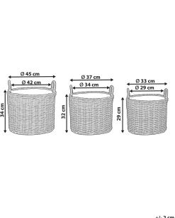 Set di 3 vasi da fiori in vimini PENDULA Rattan sintetico (PE) 33/37/45 cm Naturale