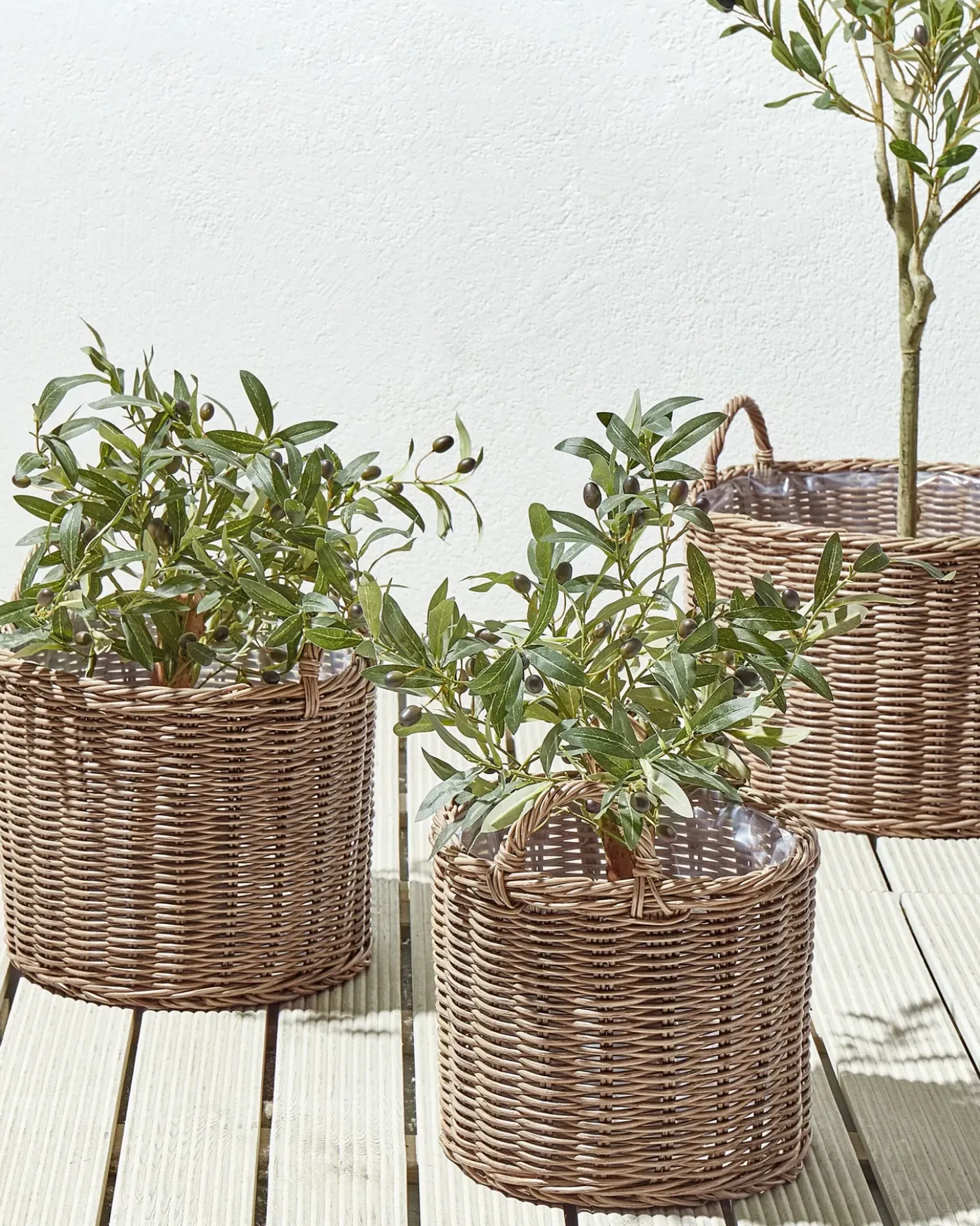 Set di 3 vasi da fiori in vimini PENDULA Rattan sintetico (PE) 33/37/45 cm Naturale