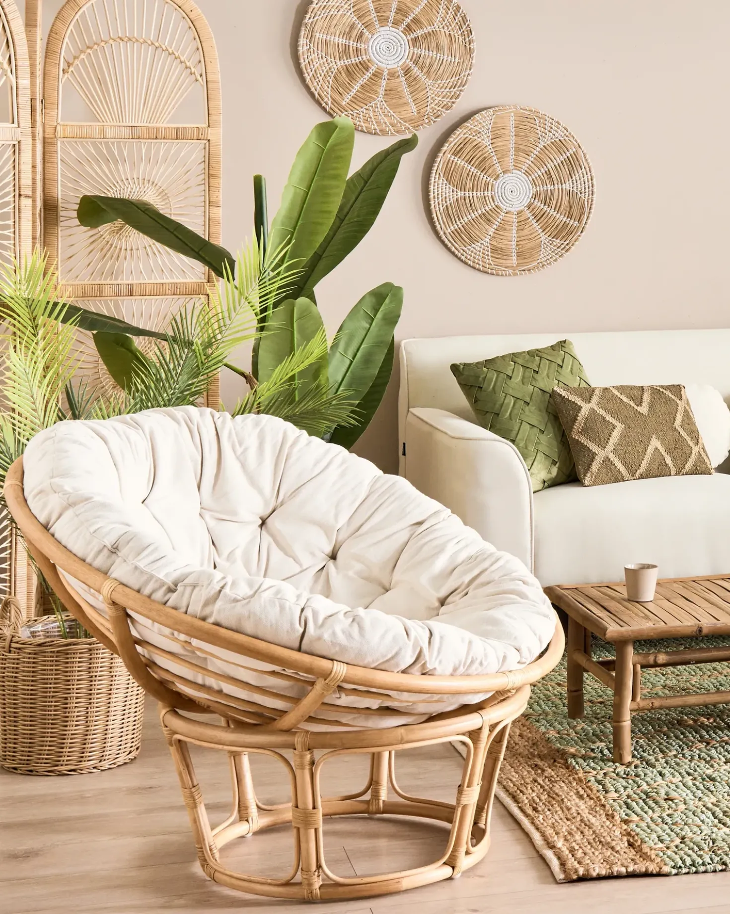 Set di 3 vasi da fiori in vimini PENDULA Rattan sintetico (PE) 33/37/45 cm Naturale