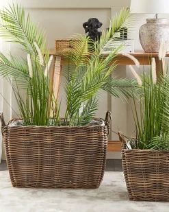 Set di 2 vasi da fiori in vimini ORMOS Rattan sintetico (PE) 53/59 cm Marrone