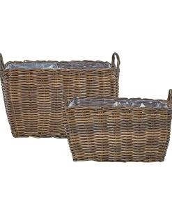 Set di 2 vasi da fiori in vimini ORMOS Rattan sintetico (PE) 53/59 cm Marrone