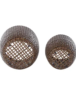 Set di 3 vasi per piante BERBERIS Rattan sintetico (PE) 34/45 cm Marrone scuro