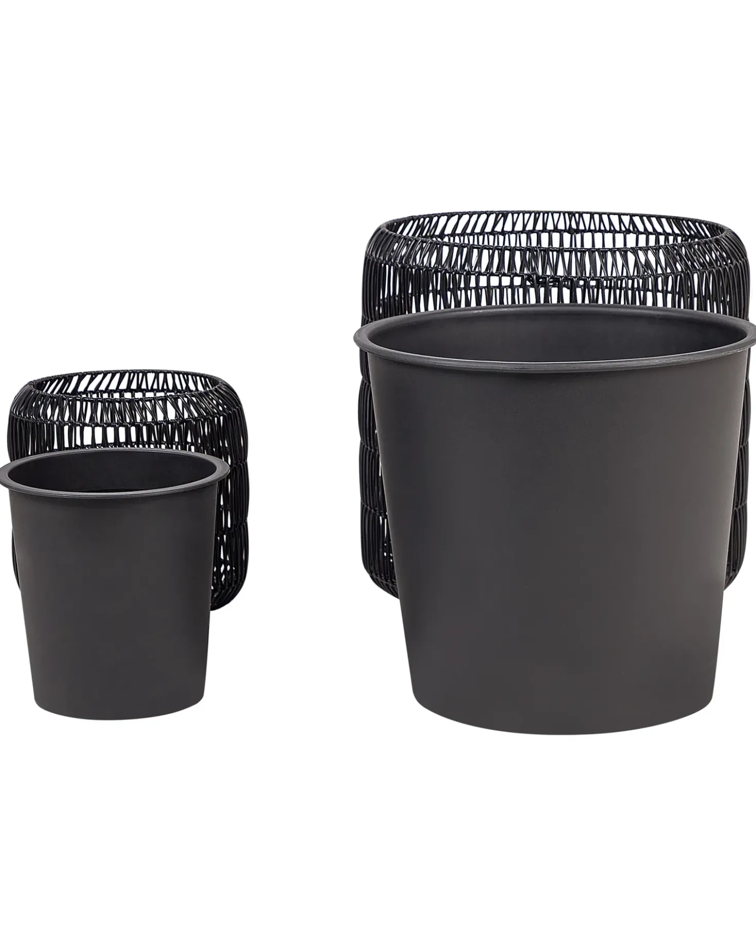 Set di 2 vasi per piante BRODIEA Rattan sintetico (PE) 26/45 cm Nero