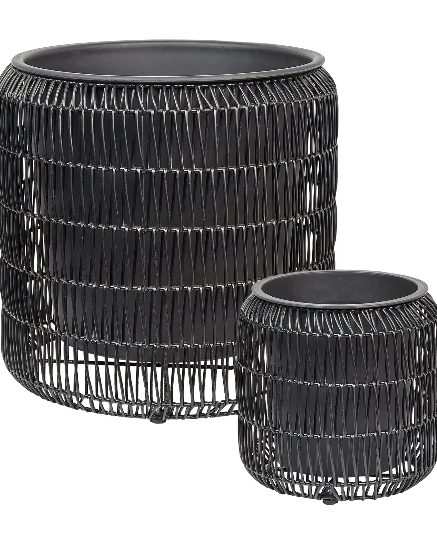 Set di 2 vasi per piante BRODIEA Rattan sintetico (PE) 26/45 cm Nero