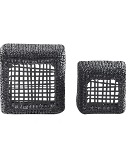 Set di 2 vasi per piante BERBERIS Rattan sintetico (PE) 34/45 cm Nero