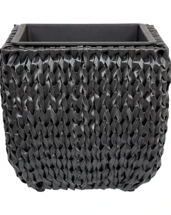 Set di 2 vasi per piante BERBERIS Rattan sintetico (PE) 34/45 cm Nero