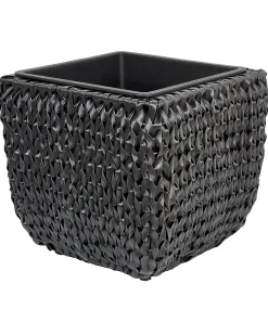 Set di 2 vasi per piante BERBERIS Rattan sintetico (PE) 34/45 cm Nero