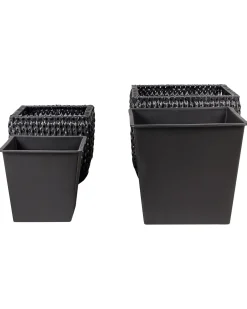 Set di 2 vasi per piante BERBERIS Rattan sintetico (PE) 34/45 cm Nero