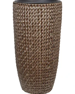 Set di 2 vasi per piante CEDRUS Rattan sintetico (PE) 37/45 cm Marrone