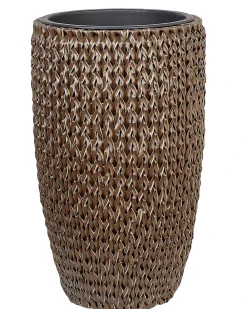Set di 2 vasi per piante CEDRUS Rattan sintetico (PE) 37/45 cm Marrone