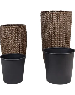 Set di 2 vasi per piante CEDRUS Rattan sintetico (PE) 37/45 cm Marrone