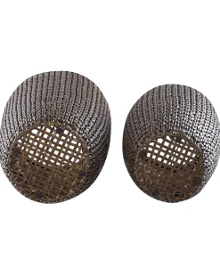 Set di 2 vasi per piante CEDRUS Rattan sintetico (PE) 37/45 cm Marrone