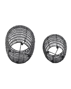 Set di 2 vasi per piante CHELONE Rattan sintetico (PE) 26/34 cm Nero