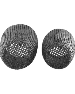 Set di 2 vasi per piante CEDRUS Rattan sintetico (PE) 37/45 cm Nero