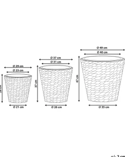 Set di 3 vasi per piante PLAKA Giacinto d'acqua 29/37/49 cm Naturale
