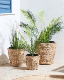 Set di 3 vasi per piante PLAKA Giacinto d'acqua 29/37/49 cm Naturale