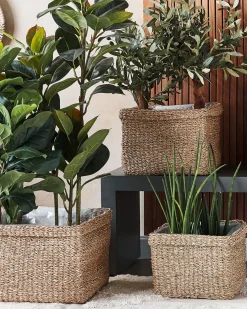 Set di 3 vasi per piante RIVULINE Alghe marine 23/27/30 cm Naturale