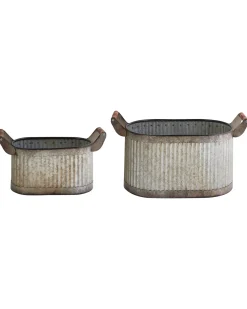 Set di 2 vasi per piante TULIPE Metallo 31/41 cm Grigio