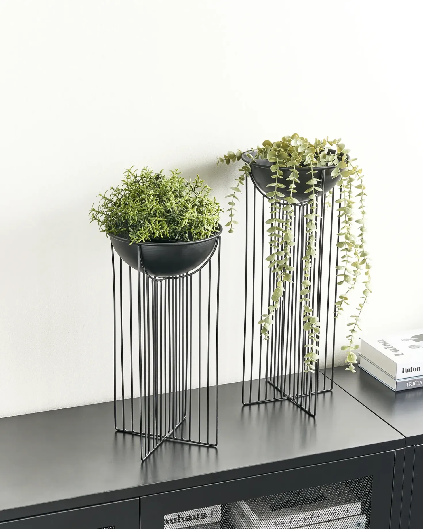 Set di 2 vasi rialzati per piante FICARIA Metallo 22 cm Nero