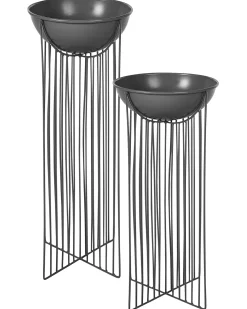 Set di 2 vasi rialzati per piante FICARIA Metallo 22 cm Nero