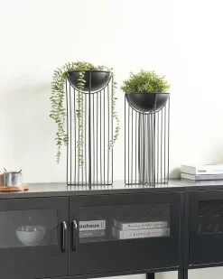 Set di 2 vasi rialzati per piante FICARIA Metallo 22 cm Nero