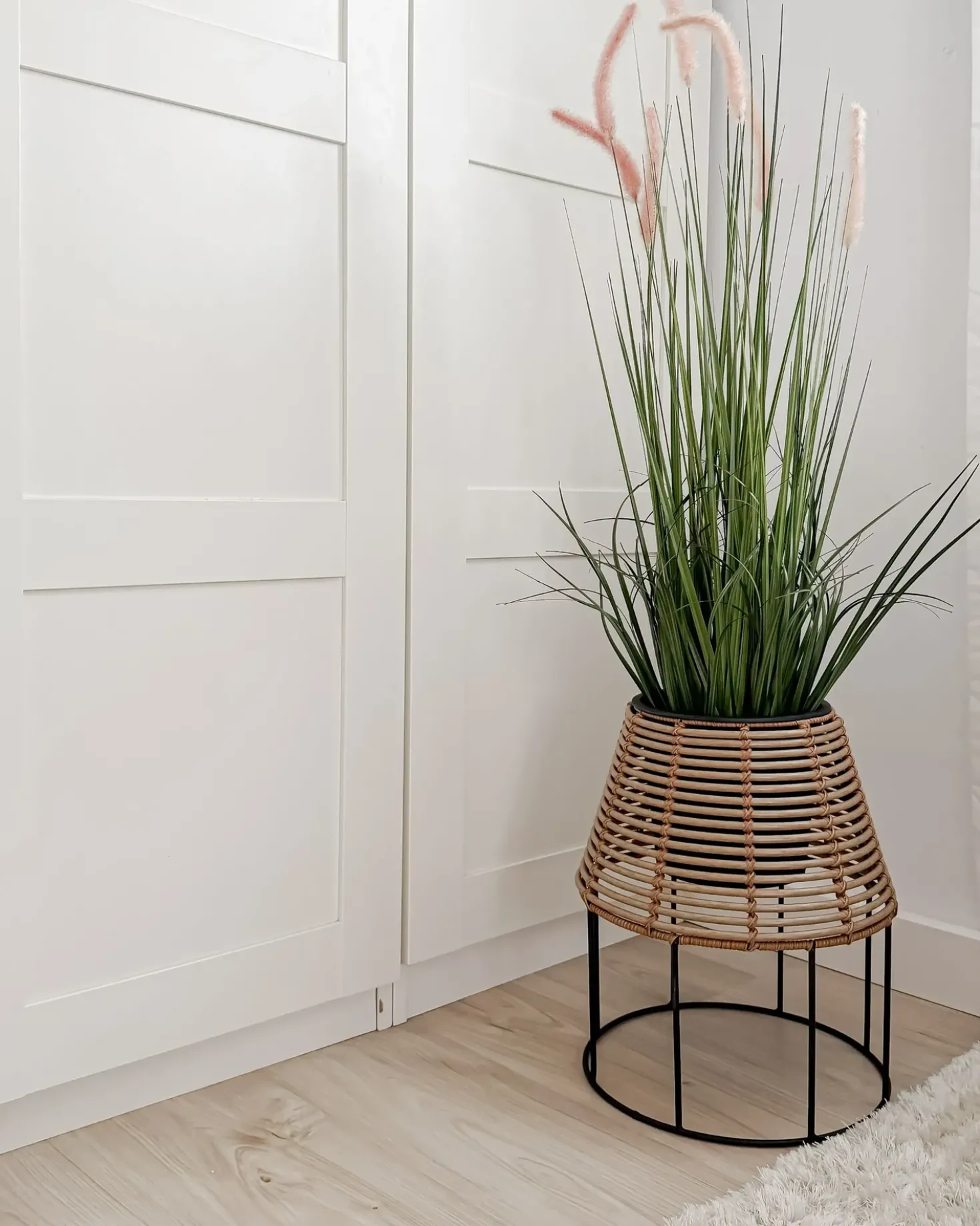 Set di 2 vasi rialzati per piante BORAGO Rattan sintetico (PE) 20/21 cm Naturale
