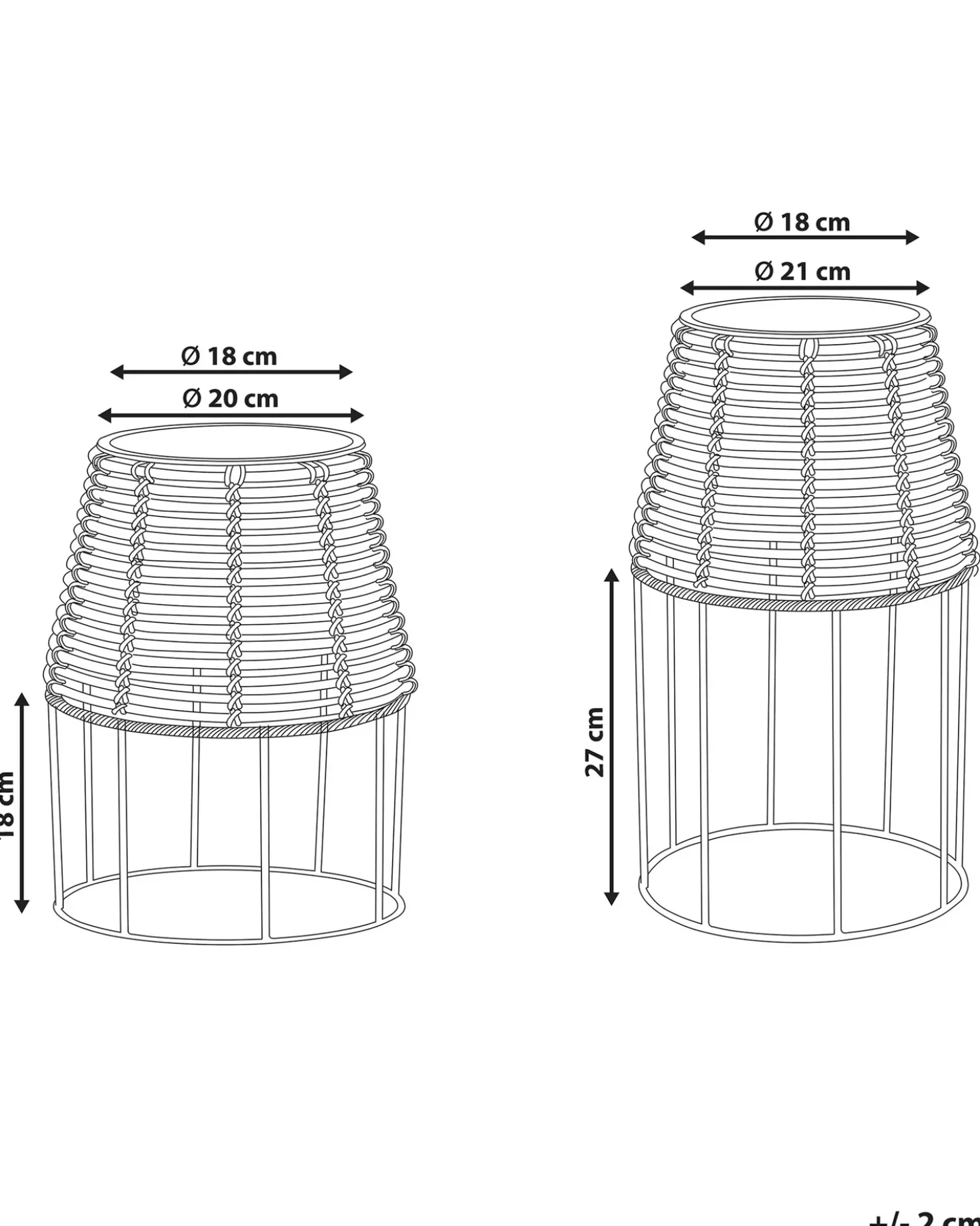 Set di 2 vasi rialzati per piante BORAGO Rattan sintetico (PE) 20/21 cm Naturale