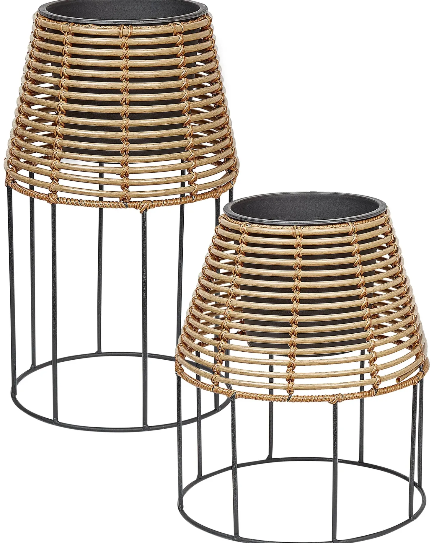 Set di 2 vasi rialzati per piante BORAGO Rattan sintetico (PE) 20/21 cm Naturale