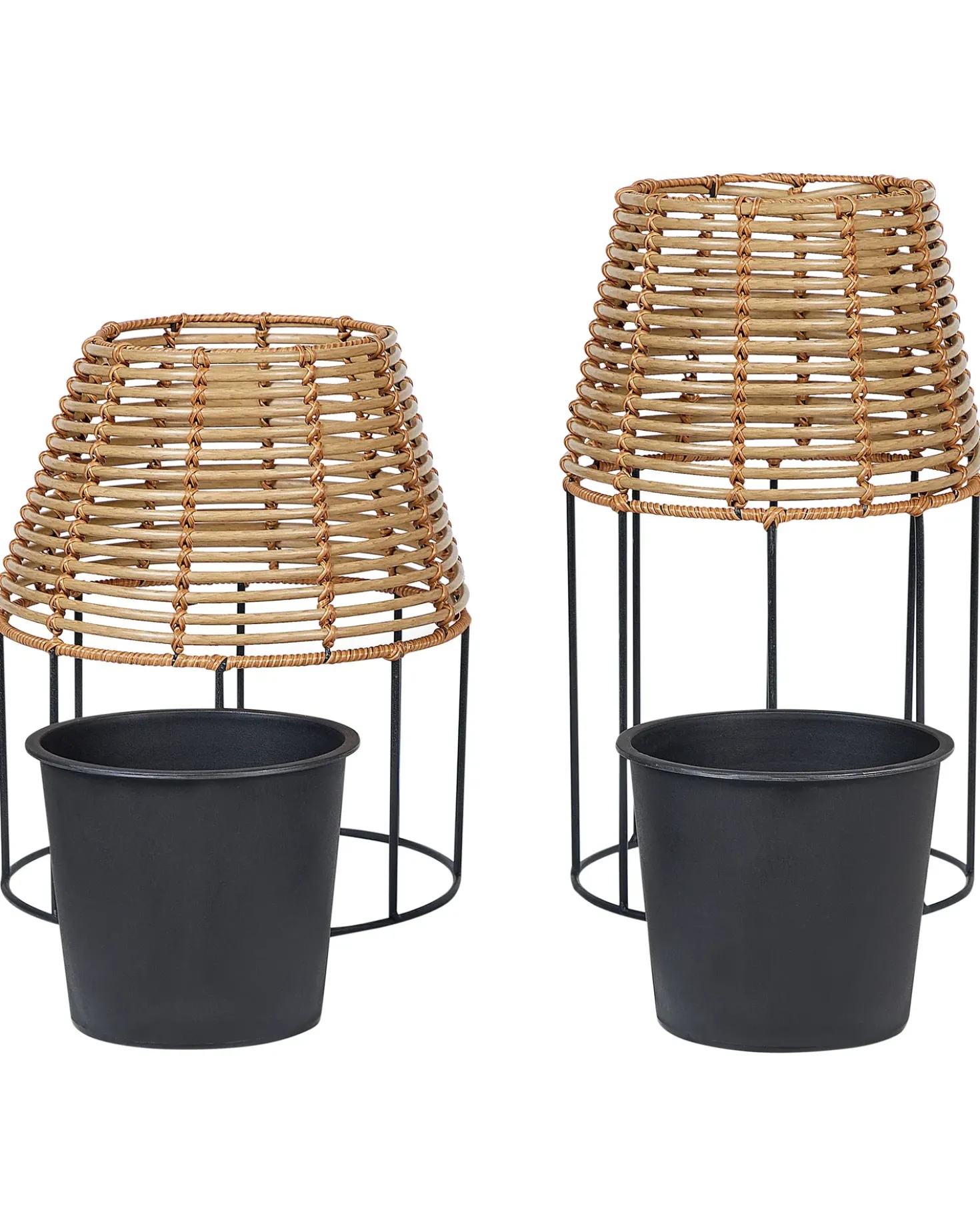 Set di 2 vasi rialzati per piante BORAGO Rattan sintetico (PE) 20/21 cm Naturale