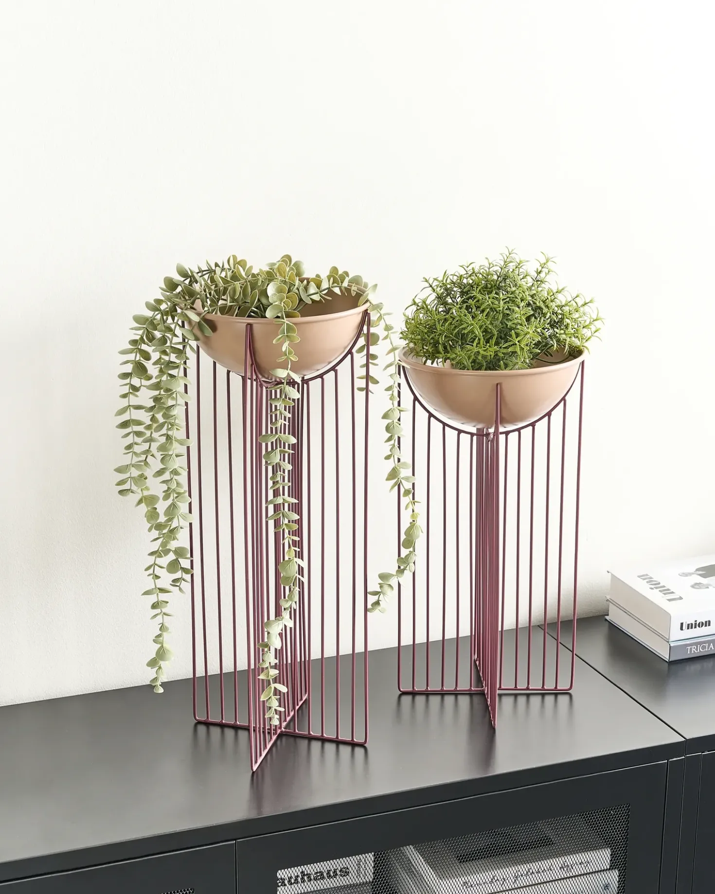 Set di 2 vasi rialzati per piante FICARIA Metallo 22 cm Rosa