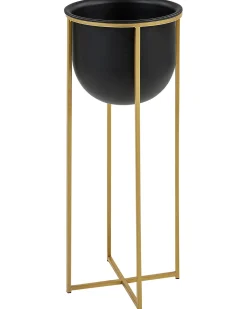 Set di 2 vasi rialzati per piante THUJA Metallo 21 cm Nero