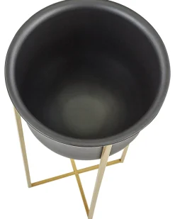 Set di 2 vasi rialzati per piante THUJA Metallo 21 cm Nero