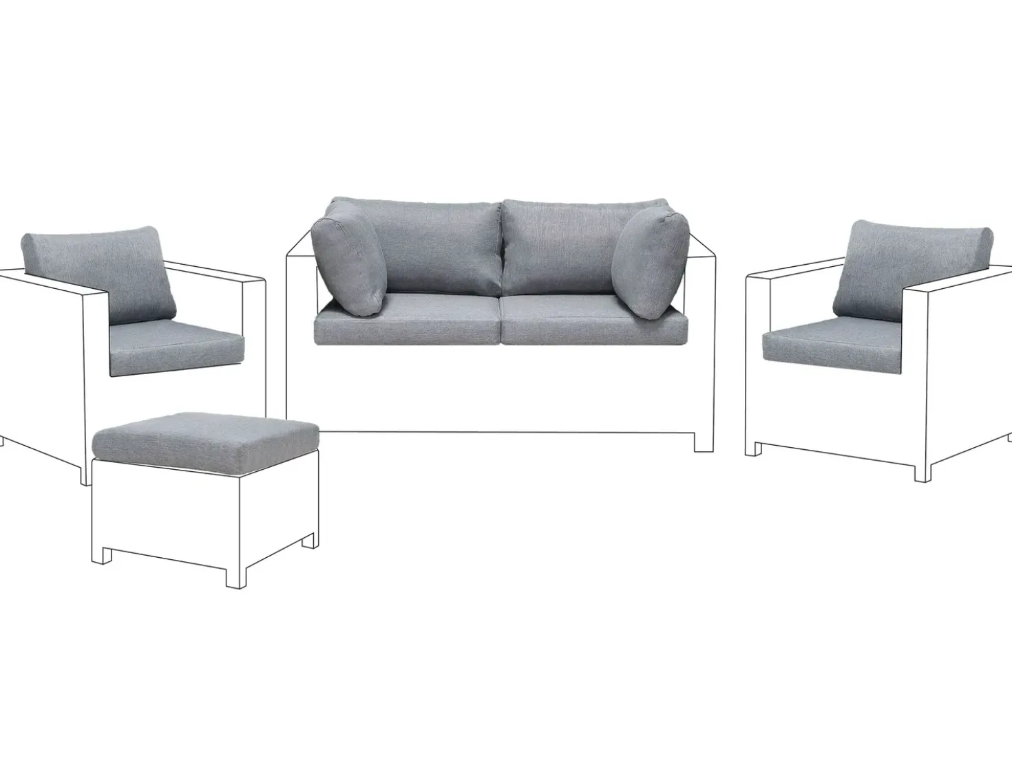 Set di copricuscini per esterni MILANO Grigio
